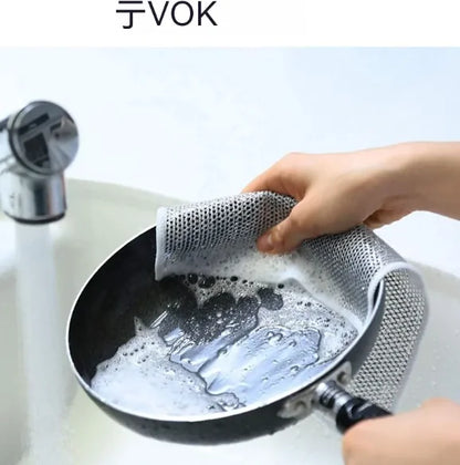 Paño de cocina con bola de alambre de acero